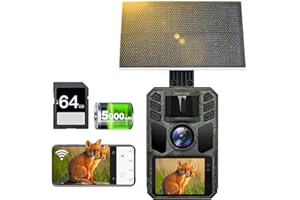 FKPCAM 4K HD Video 64MP Wildkamera Solar WLAN mit Handyübertragung App,Eingebaute 5000mAh Lithium-Batterie, Wildkamera Nachtsicht, 0.1s Auslöser Bewegungsaktiviert, IP67 Wasserdicht 130° Weitwinkel
