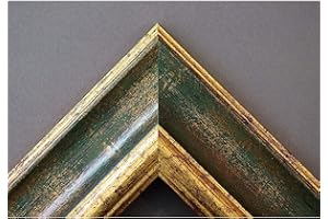 Artecentro cornice dorata per quadri - oro/colore con o senza passepartout in legno-varie misure (oro/verde, 70 x 90)