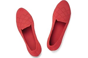 Puxowe Damen Ballerina Flache Schuhe Runde Zehe Strick Kleid Schuhe Niedriger Keil Slip On Ballerina Walking Flats Schuhe für Frauen Bequem Weich