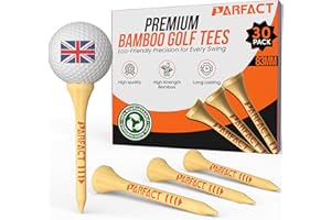 ParFact Golf Tees Wooden | Pack of 30, 120 | Durable Biodegradable Bamboo Golf Tees 70mm & 83mm Mixed Size with Height Markings | Eco-Friendly for Beginners & Pros (NATURAL)