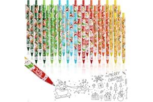 DERAYEE 36 Stück Weihnachts Kugelschreiber,0.5mm Druckkugelschreiber für Kinder Studenten Jungen Party Geschenke Mitgebsel (36)
