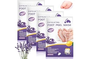 MIKLOVEN 4 Pairs Lavender Exfoliating Foot Peel Mask for Hard Skin and Dead Skin, Moisturising Gel Socks for Smooth Skin, Callus Repair, Spa-Quality Foot Care for At-Home Use