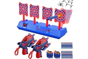 Aooess Toys for 3-8 Year Old Boys: Spider Digital Shooting Target for 2 Blaster Guns Shooter Target Gifts for Age 3 4 5 6 7 8 Years Old Kids Birthday Presents Shooting Games Pistols with Foam Darts
