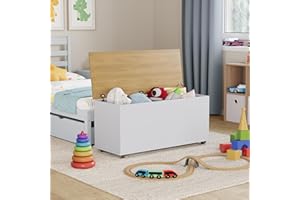 Vida Designs Arlington Toy Box, Wood in White, 100x40x48cm - Storage Ottoman with Lift-Up Lid, Ideal for Toys, Bedding & Footstool Use
