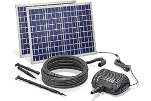 esotec Solar Bachlaufset Waterfall 100 3400 Pro, Komplettset, Bachlaufpumpe 3400l/h, Solarmodule 100Wp, Erdspieß, Teichpumpe, DIY Solarbrunnen draussen, Gartenteich Wasserspiel, außen, 3m 101968