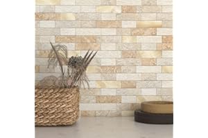BeNice Mosaikfliese Selbstklebend Marmor,Wandfliesen Selbstklebend Fliesen Aufkleber Wand Küche Wasserdicht(10stück Beige)