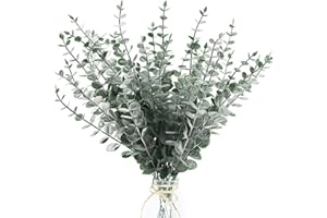 HNVNER 36pcs Eucalyptus Stems Leaves Eucalyptus Artificial Flowers, Real Touch, Grey Green Leaf Branches for Flower Bouquet Arrangement Home Office Decoration