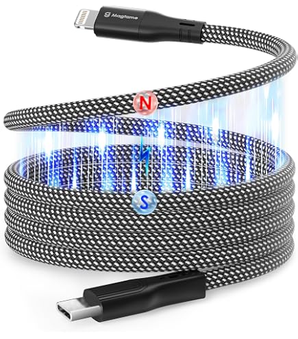 Magtame Magnetische IPhone Oplaadkabel – 1,5 M – MFi-gecertificeerd – Nylon Gevlochten – Voor Lightning-apparaten Incl. Carplay – 2,4A Snel Opladen