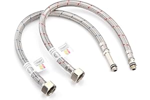 Home Range 2X M10 x 1/2, |9 Lengths|400mm Flexible Tap Connectors, Braided Stainless Steel Flexi for Kitchen & Basin Monobloc Mixer Taps, WRAS Approved, Rust & Corrosion Resistant, 1/2" BSP UK Fitting