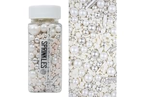 MS GOOD MakeSomeSweets WHITE BRIDE - BIANCO, ARGENTO - Sprinkles - Decorazioni Commestibili Eleganti e Vegane, 100g