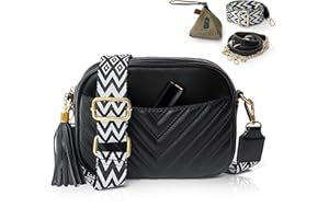 Wuciray Bolso Mujer Bolso Bandolera Mujer Negro Bolsos de Mujer Pequeño Malas Senhora Cuero PU con Correa Ancha Crossbody Bag