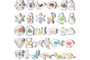 Joyoldelf Lot de 40 Emporte Piece en Forme de Dinosaure pour Enfant, Emporte Piece Patisserie, Emporte Piece Dinosaures et Plein de Motifs (Animaux, Dinosaures, éléments de Noël, Style Mignon)