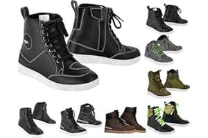 SUPER BIKERS Mens Motorcycle Rider Shoes Non-Slip Motorbike Armoured Boots Ankle Protection Water-resistant Leather Boots Black Color