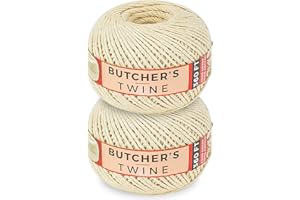 SteadMax 3Ply 200 m Butchers Twine 2 mm Unbleached 100% Natural Cotton Twine, Food Safe Cooking, Durable Tying, Trussing Meat and Roasting, Easy Dispensing, Baking, DIY Crafting, Wrapping