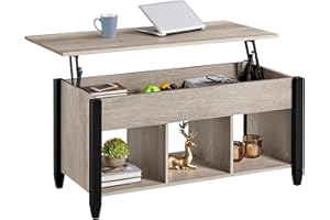Yaheetech Tavolino da Caffè Tavolino Sollevabile da Salotto Moderno Mobile Elevabile da Divano con Ripiano Alzabile Portaoggetti Salvaspazio 104 x 49,5 x 49-62 cm Grigio