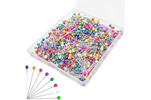 ENITHELITE Spilli Da Sarta,Spilli Con Testa Colorata,Spilli,Spilli Per Trapuntatura,Spilla Da Cucire,Spilli Da Sarta Testa Piatta,600psc Spilli Per Trapuntatura,Spilli Rotondi Con Testa Di Perla,Spilli Sarta