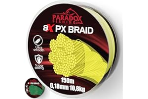 ‎PARADOX FISHING Paradox Fishing 8X PX geflochtene Angelschnur I 0,07mm-0,28mm 150m/500m – Angelschnur geflochten- eng geflochten – perfekt zum Spinnfischen
