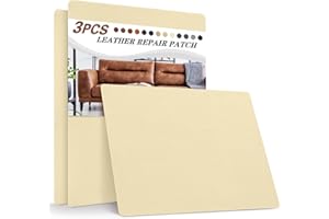 YAFLC kunstleder selbstklebend, 3pcs 28x21cm leder reparatur set, kunstleder selbstklebend lederflicken für leder Sofa Stuhl Autositz Beige gelb