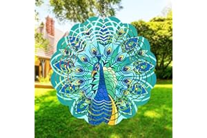 TICKTIME Peacock Garden Ornaments outdoor, Wind Spinners for Garden Birthday Presents for Mum Unique, Pinwheels Wind Chimes outdoor, Gardening Gifts Peacock Gifts for Women, Mum, Grandma