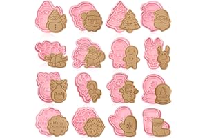 JIASHA Lot de 16 Emporte Pièces Noël, Emporte-Pièces 3D en Plastique, Moule à Biscuits pour Enfants, Emporte Piece Patisserie Enfant, Pour Décoration de Fondant, Biscuit, Cookie, Gâteau
