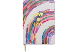 DesignWorks Ink "Love is Love Colorful Rainbow Abstract Art 7.5" x 10.25" Jumbo Journal Notebook with Cloth Cover, Gold Accents, Lined Pages, Ribbon Marker for Work, Writing, Journaling (JD80-2023)