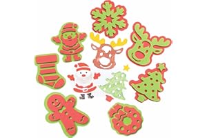 Baker Ross FC263 Stampini Natalizi in Gommapiuma - Confezione da 10, Set di Timbri per Bambini, Ideali per Progetti Artistici per Bambini
