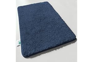 CASA PURA Casa Pur Tapis de bain bleu doux et moelleux, aspect shaggy, antidérapant, lavable, 70x120 cm