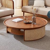 Taotigzu Table D'Appoint Ronde 2 Niveaux | 55x38cm | Bois Et Fer | Noir/Blanc | Salon Chambre