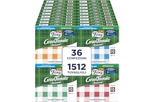Foxy GranTavola Scozzesi | Tovaglioli Doppiovelo | 36 Confezioni Da 42 Pezzi 32x32,5cm | Decoro Scozzese 4 Colori | PEFC | 100% Energia Elettrica Rinnovabile | Confezione 100% Riciclabile