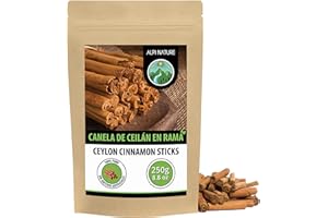 Alpi Nature Canela de Ceylan en Rama 250g, Canela Ceylan Palitos 80 mm, aprox. 29-31 por Bolsa