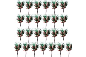 ZOOMPIL Agujas de Pino Artificiales con Bayas Rojas, Ramas de Pino Artificiales Bayas con piñas Naturales Artificiales decoración para Navidad Guirnalda Vacaciones Adornos