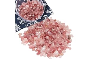 Orientrea Mini Quartz Fraise Rouge Pierres polies de Cristal, Quartz Fraise Rouge Naturel de 500 g, Petite Passée Chips écrasé Pierre Guérison Reiki Cristal Bijoux Décoration de la Maison