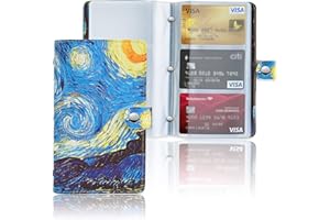 Czzmy Porta biglietti da visita, capacità 96 carte,in pelle ecologica(1-Cielo stellato)