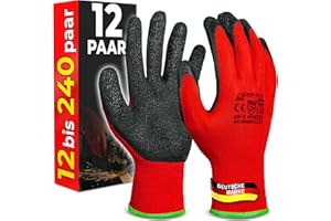 MK-Glove Abriebfest Arbeitshandschuhe Herren (12 Paar) - Gartenhandschuhe und Montagehandschuhe mit Latexbeschichtung - Werkstatt Schutzhandschuhe Mechaniker Handschuhe - Größe 9-L