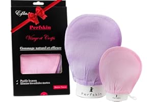 Perfskin Gant Exfoliant Visage & Corps, Gant Kessa Hammam et Spa, Nettoie et Elimine peaux mortes/peaux oranges/poils incarnés, Peau douce et naturelle pour enfant, femme et homme