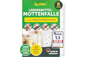Hey Nature Food Moth Trap, Pack of 8, Moth Trap Food, Insecticide-free Pheromone Trap with Maximum Attraction for Infestation Detection, Monitoring Trap Against Food Moths