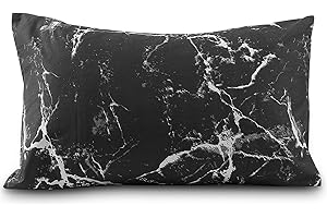 ‎ATSENSE ATsense 2er Set Kissenbezug 40x80 cm - 100% Baumwolle, Schwar Marmor Muster Kopfkissenbezug mit Reißverschluss, Super Weicher und Bequemer Kissenbezug