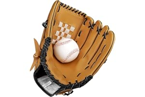 KUYOU Baseball Glove with 1 Ball, Sports Batting Gloves with Baseball PU Leather Left Hand Catcher's Mitt 10.5"/12.5" for Kids Youth Adults
