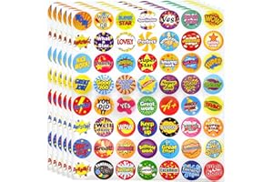 Peslogy 336pcs Reward Self-Adhesive Motivational Stickers with 56 Designs 2.5cm School Teacher Stickers for Children Teacher Supplies for Classroom Student Kids