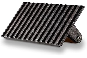 ECHTWERK Robuste Gusseisen Fleischpresse mit Buchenholz-Griff – Professionelle Steak- & Burger Grillpresse für gleichmäßiges Braten, 20x10x7cm, 1kg, Schwarz