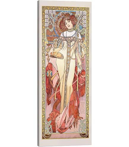 Poster Alfons Mucha "Les Heures Du Jour" 130 X 100 Cm - Impression Haut De Gamme Sur Papier 250 G/m², Bord Blanc - Décoration Murale Artistique