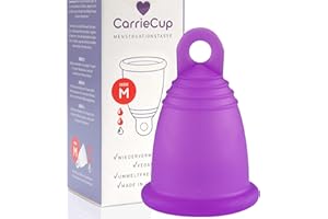 ‎RIIJK CarrieCup Menstruationstasse mittel, Made in Germany inkl. Beutel - BPA-frei, Alternative zu Tampons und Binden, silikonfrei, Menstrual Cup Lila