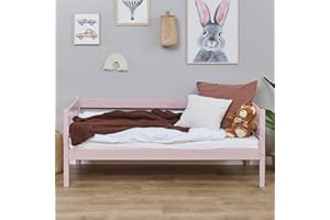 Hoppekids Lettino ECO Comfort 70x160 con rete a doghe | Rosa pallido | Etichetta Nordic Swan Ecolabel | Legno di pino massiccio FSC® certificato dall'UE