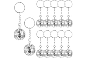 LUSOFIE Confezione da 12 Portachiavi con Palla da Discoteca Decorazione Palla Discoteca Palla a Specchio Portachiavi Fai da Te Regali per Feste Anni '70 Set per Halloween Natale Festa di Nozze Casa