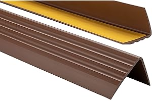 ProfiPVC Perfil de PVC autoadhesivo de borde para escaleras 50mm x 40mm en Forma de L, Tiras antideslizantes para peldaños, Esquina para cantos - Cantonera Protector, 180cm, Marrón
