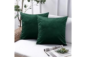 Opulent Dreams Velvet Cushion Covers (Pack of 2) - 45cm x 45cm (18x18 Inch) Square Throw Pillowcases - Ideal for Sofa and Bedroom - Featuring Invisible Zippers (Green)