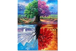 Bougimal Pintar por Numeros Adultos, DIY Pintura por Números Árbol sin Marco de 40 X 50 cm