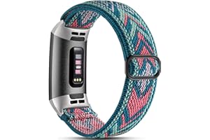 Dirrelo elastyczna sportowa opaska na nadgarstek, tkana, nylonowa, kompatybilna z Fitbit Charge 3 Strap / Fitbit Charge 4 Strap, miękka, regulowana, elastyczna, zamiennik, ze stylowym wzorem, dla kobiet i mężczyzn
