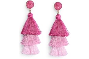 Me&Hz Colorful Layered Fashion Tassel Earrings Bohemian Big Dangle Drop Earrings for Women Girls Hypoallergenic Stud Birthday/Party/Valentine Day Gift