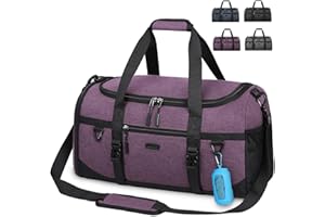 Lubardy Sports Gym Bag 40L Travel Duffle Bags with Wet Pocket Shoe Compartment Large Waterproof Holdall Weekend Overnight Bag for Men Women Training Purple